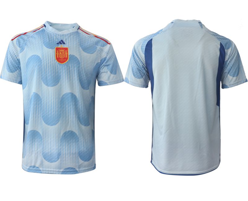 Cheap Men 2022 World Cup National Team Spain away aaa version blue blank Soccer Jerseys